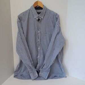 Paul & Shark Shirt Mens XL 45 Blue Yellow‎ Striped Adult Yachting Italy Made